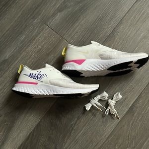 Nike Womens Odyssey React 2 FK JDI Knit Running Shoes White, size 8